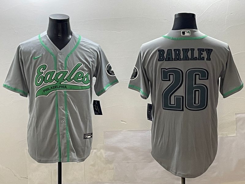 Men's Philadelphia Eagles Saquon Barkley #26 Gray Jersey